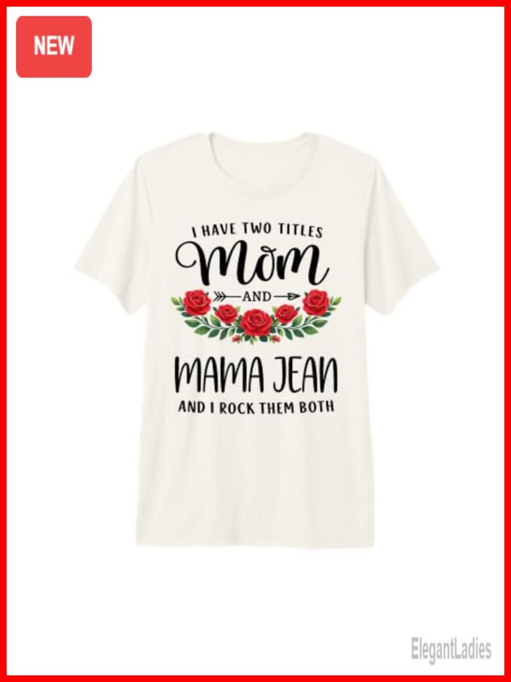 MAMA JEAN Floral Mothers Day Tri-Blend Crew Neck T-Shirt